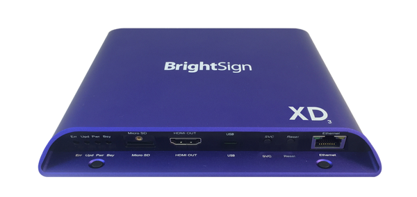 Brightsign H.265, True 4K, dual video decode, advanced HTML5 player with expanded I/O package