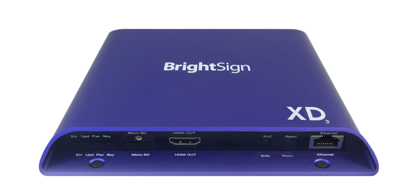 Brightsign H.265, True 4K, dual video decode, advanced HTML5 player with standard I/O package