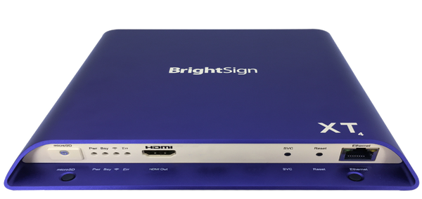 Brightsign H.265, True 4K, DolbyVIsion, HDR10+ support, dual video decode, enterprise HTML5 player with expanded I/O, PoE+ and Live TV