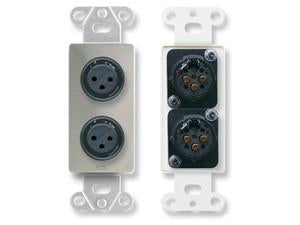 DS-XLR2F Dual XLR 3-pin Female Jacks on Decora&#174; Wall Plate - Solder type - Stainless steel