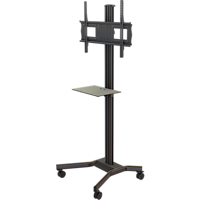 Mobile cart with metal shelf, height and tilt adjustment for 37" to 63"+ Plasma, LCD or LED screens