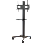 Mobile cart with tempered glass shelf, height and tilt adjustment for 37" to 63"+ Plasma, LCD or LED screens