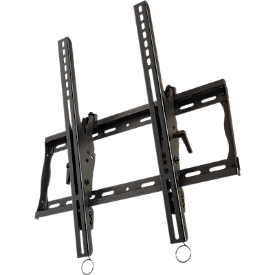 Universal tilting mount with post installation leveling for portrait mounting of 37" to 63"+ flat panel screens